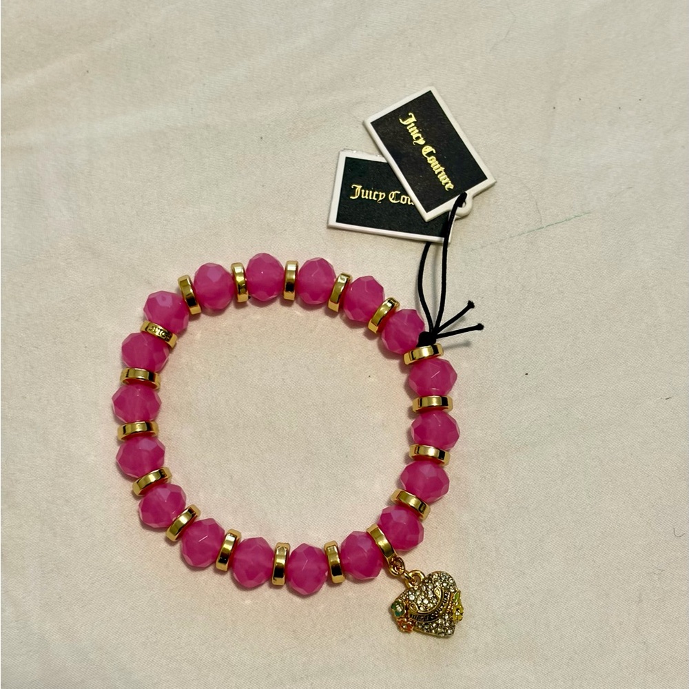 Juicy Couture Hot Pink Bracelet with Gold Detailing